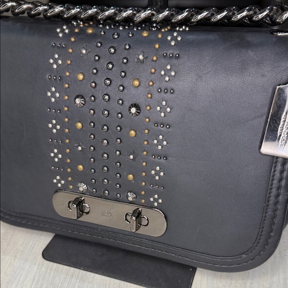 Coach Swagger Black and Silver Studded Shoulder Bag - Picture 3 of 12